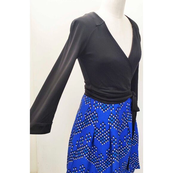 Diane Von Furstenberg DVF Womens Blue Black Jewel Wrap Dress 6 - Picture 5 of 11